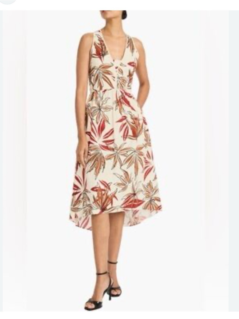 Maggy London Cream and Rust Printed Sundress